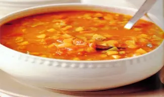 Minestrone de arroz y calabaza