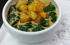 Papas y espinacas al coco