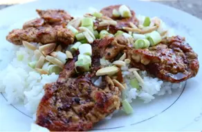 Pollo confitado a la frutilla