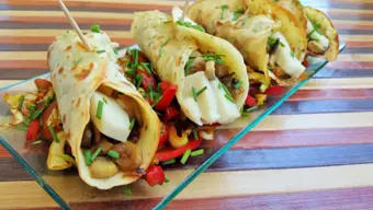 Panquecas rellenas de trigo negro ligeras