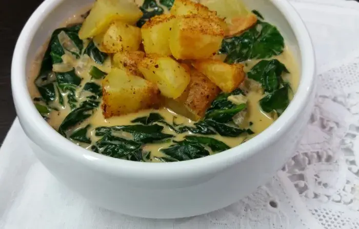 Papas y espinacas al coco