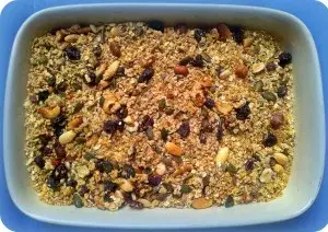 Torta de almendra, mora y coco light