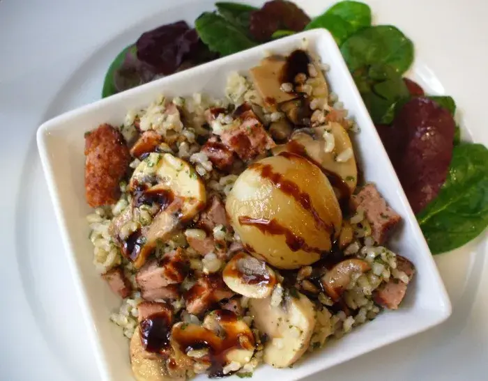 Arroz integral con champiñones rápido de hacer