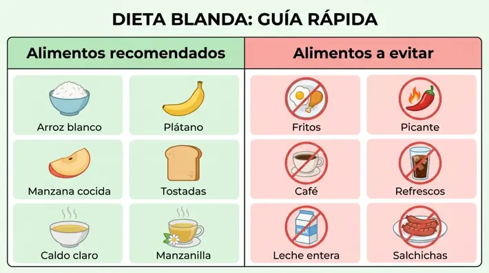 Alimentos suaves y de fácil digestión para una dieta blanda: arroz blanco, plátano, manzana cocida, caldo claro, pan tostado y té de manzanilla