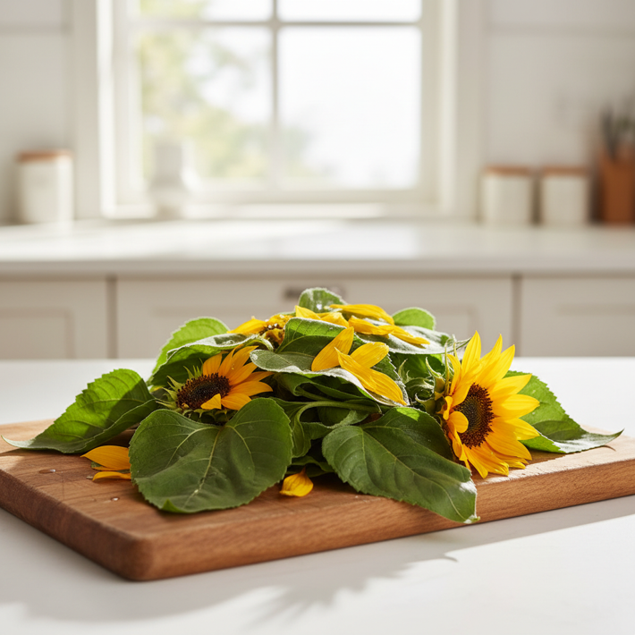 Pasos para preparar té de girasol con hojas y pétalos