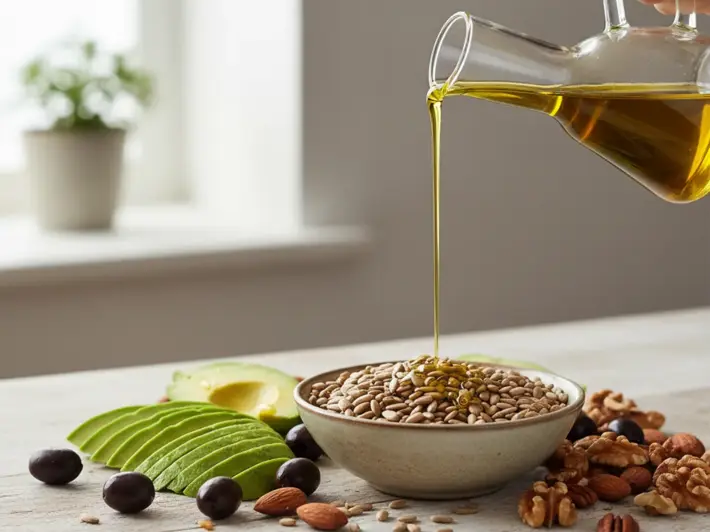 Semillas de girasol con aguacate, aceitunas y aceite de oliva para la salud del corazon