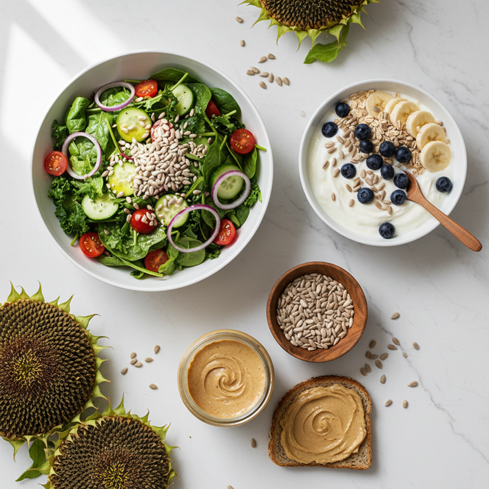 Formas saludables de consumir semillas de girasol: en ensalada, con yogur y como mantequilla casera