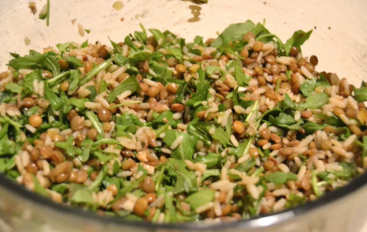 Arroz integral, acelgas y lentejas