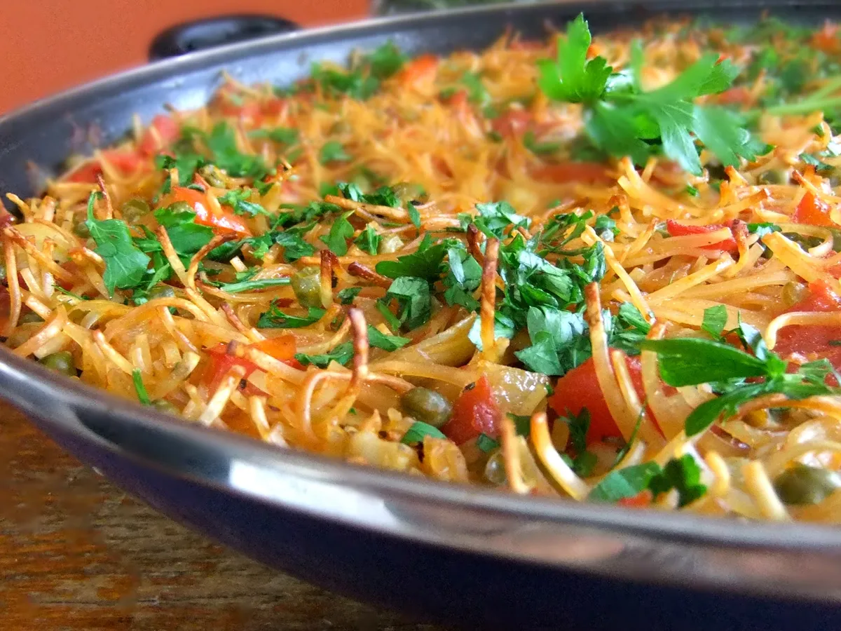 Fideos Crispy a la Jardinera