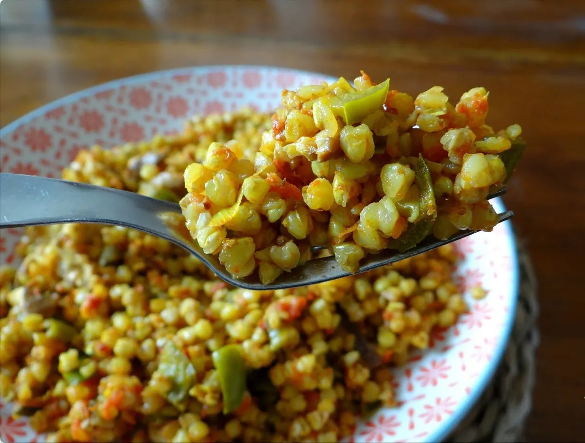 Paella con trigo al estilo árabe