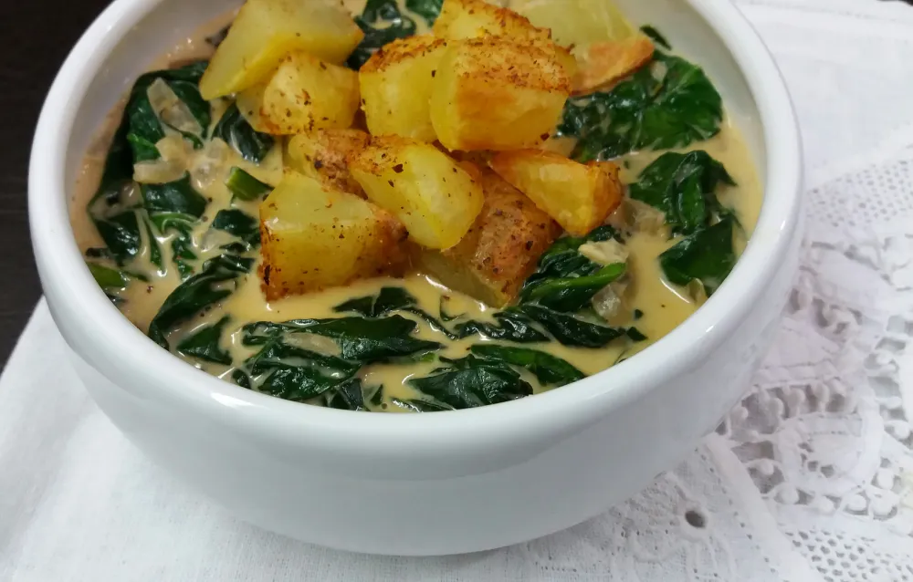 Papas y espinacas al coco