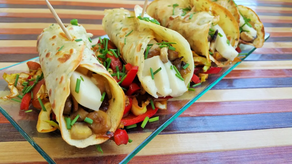 Panquecas rellenas de trigo negro ligeras